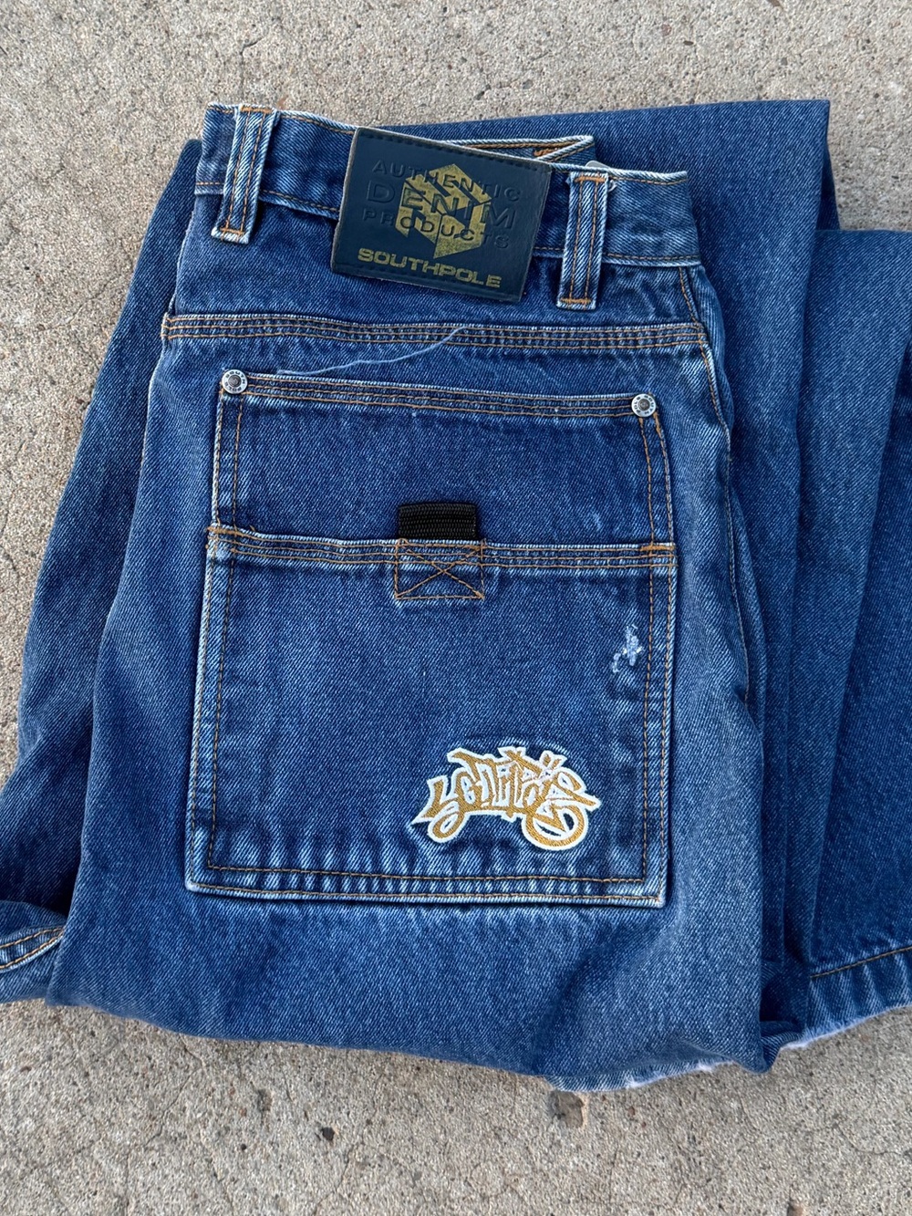 VTG Y2K South Pole Men's Blue Relaxed Denim embroidered back pocket hip hop Jean